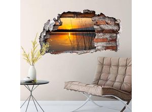 4063129299638 - K&l Wall Art - 3D Wandtattoo Aufkleber Badezimmer Feng Shui Deko Sonnenuntergang am See Mauerdurchbruch selbstklebend 120x65cm - bunt