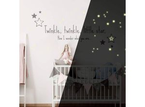 4063129300297 - K&l Wall Art - Twinkle little star Leuchtsterne Gelb 40x12cm Leuchtendes Wandtattoo - Leuchtfarbe Gelb