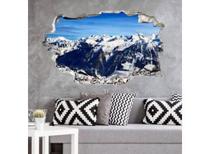 4063129300525 - K&l Wall Art - 3D Wandtattoo Wohnzimmer Schnee im Gebirge Wandsticker Berge Alpenpanorama Mauerdurchbruch selbstklebend 120x73cm - bunt