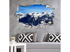 4063129300587 - K&l Wall Art - 3D Wandtattoo Wohnzimmer Schnee im Gebirge Wandsticker Berge Alpenpanorama Mauerdurchbruch selbstklebend 40x24cm - bunt