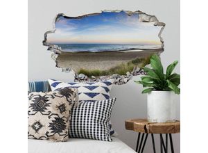 4063129300594 - K&l Wall Art - 3D Wandtattoo Aufkleber Strand Panorama Meeresufer Maritime Wandsticker Mauerdurchbruch selbstklebend 100x61cm - blau