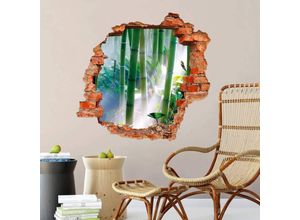 4063129300822 - K&l Wall Art - 3D Wandtattoo Wohnzimmer Bambus Wald Wandsticker Wellness Bamboo Forest Mauerdurchbruch selbstklebend 40x38cm - bunt