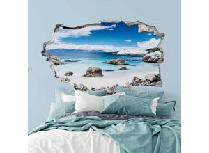 4063129300891 - K&l Wall Art - 3D Wandtattoo Aufkleber Badezimmer Traum Strandurlaub Küste western Cape Mauerdurchbruch selbstklebend 120x73cm - blau