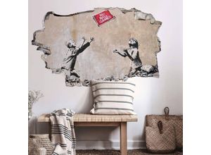 4063129301188 - K&l Wall Art - 3D Wandtattoo Aufkleber Banksy Graffiti Straßenkunst No Ball Games Kinder Mauerdurchbruch selbstklebend 60x36cm - grau