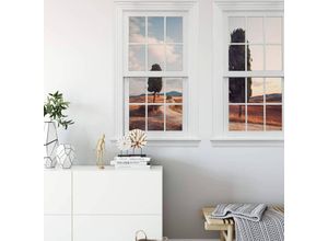 4063129301355 - K&l Wall Art - 3D Wandtattoo Aufkleber Colombo Vintage Landhaus Italien Landschaft Zypressen Weg Fenster selbstklebend 132x100cm - bunt