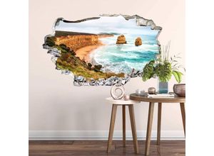 4063129301980 - K&l Wall Art - 3D Wandtattoo Wohnzimmer Australien Klippen Küste Wandsticker Cliff Rocks Mauerdurchbruch selbstklebend 80x49cm - bunt