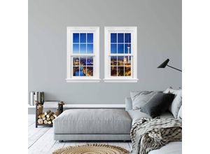 4063129302192 - K&l Wall Art - 3D Wandtattoo Aufkleber Stadt Urlaub Weltreise Deutschland Berlin Panorama Fenster selbstklebend 105x80cm - blau