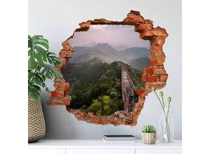 4063129302581 - K&l Wall Art - 3D Wandtattoo Wohnzimmer Colombo Landschaft Gebirge Chinesische Mauer Mauerdurchbruch selbstklebend 60x57cm - grün