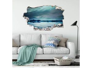 4063129302833 - K&l Wall Art - 3D Wandtattoo Wohnzimmer Colombo Natur Südpol Nordlicht Polarlicht Himmel Mauerdurchbruch selbstklebend 80x49cm - blau