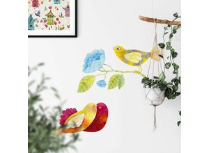 4063129305568 - K&l Wall Art - Wandtattoo Blanz Märchen Zauberwelt Kinderzimmer Aufkleber Vögel im Wald Deko Wandbild selbstklebend 30x26cm - bunt