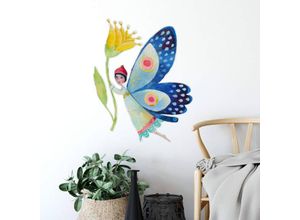 4063129305810 - Wandtattoo Blanz Märchen Zauberwelt Kinderzimmer Aufkleber Schmetterling Deko Wandbild selbstklebend 70x93cm - bunt