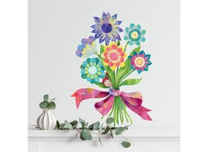 4063129305988 - K&l Wall Art - Wandtattoo Blanz Märchen Zauberwelt Kinderzimmer Aufkleber Blumenstrauß Deko Wandbild selbstklebend 64x90cm - bunt