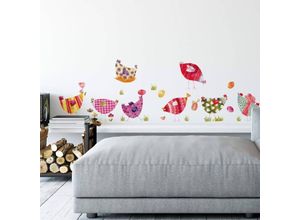 4063129306176 - K&l Wall Art - Wandtattoo Blanz Märchen Zauberwelt Aufkleber Bunte Hühner Bauernhof Deko Wandbild selbstklebend 40x42cm - bunt