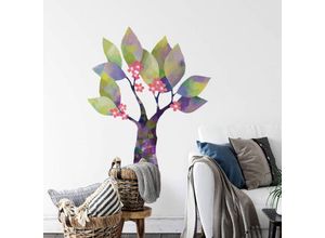 4063129306213 - Wandtattoo Blanz Märchen Kinderzimmer Aufkleber Blumen Baum des Lebens Deko Wandbild selbstklebend 50x60cm - bunt