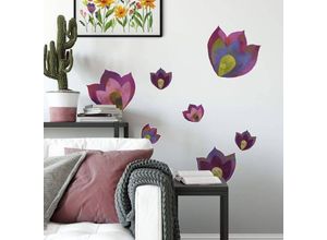 4063129306312 - K&l Wall Art - Wandtattoo Blanz Märchen Zauberwelt Kinderzimmer Aufkleber Traum Blumen Deko Wandbild selbstklebend 40x29cm - lila