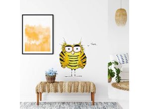 4063129307036 - K&l Wall Art - Wandtattoo Hagenmeyer Lebensfreude Wohnzimmer Aufkleber Tiger Eule Deko Wandbild selbstklebend 44x60cm - gelb