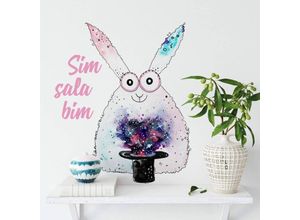 4063129307395 - Wandtattoo Hagenmeyer Lebensfreude Affirmationen Magisches Kaninchen Deko Wandbild selbstklebend 83x110cm - bunt