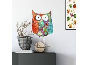 4063129308408 - K&l Wall Art - Wandtattoo Hagenmeyer Lebensfreude Wohnzimmer Vogel Aufkleber Eule Kati Deko Wandbild selbstklebend 36x60cm - bunt