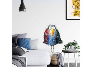 4063129308590 - K&l Wall Art - Wandtattoo Hagenmeyer Lebensfreude Wohnzimmer früher Vogel Rabe Krähe Deko Wandbild selbstklebend 57x80cm - bunt