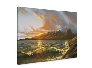 4063129309047 - Leinwandbild Kinderzimmer Fantasie Universum aerroscape Seven Sisters Küste in Holz Bilderrahmen 60x40cm - bunt