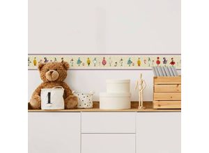 4063129309184 - K&l Wall Art - Bordüre Kunstdruck Leffler Kinderzimmer Blumen Blüten Elfen Rosen Fee selbstklebende Deko Zierleiste 1x 120x10cm - bunt