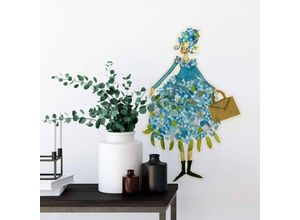 4063129309924 - Wandtattoo Kunstdruck Leffler Wohnzimmer Küche blau Blütenelfe Juni Deko Wandbild selbstklebend 72x110cm - blau