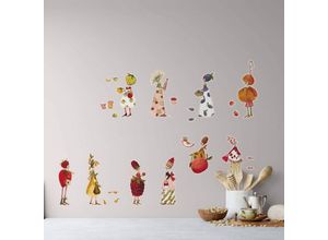 4063129310371 - K&l Wall Art - Wandtattoo Kunstdruck Leffler Erdbeere Pflaume Apfel Küche Marmelade Früchte Deko Wandbild selbstklebend 110x81cm - bunt