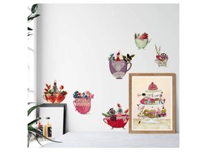 4063129310548 - K&l Wall Art - Wandtattoo Kunstdruck Leffler Blumen Tasse Rosen Küche floral Dream Cups Deko Wandbild selbstklebend 70x44cm - bunt 4063129310548 - K&l Wall Art - Wandtattoo Kunstdruck Leffler Blumen Tasse Rosen Küche floral Dream Cups Deko Wandbild selbstklebend 70x44cm - bunt