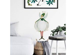 4063129310807 - K&l Wall Art - Wandtattoo Kunstdruck Leffler Wohnzimmer Maiglöckchen Blütenelfe Mai Deko Wandbild selbstklebend 36x70cm - bunt