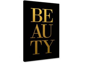 4063129312573 - K&l Wall Art - Leinwandbild Vintage Goldeffekt Wandbild Fichte Holz Keilrahmen Beauty Zitat Affirmationen Shabby Chic Gold 20x30cm - gold