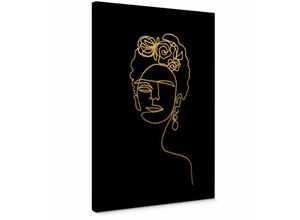 4063129312900 - K&l Wall Art - Leinwandbild Vintage Goldeffekt Wandbild Holz Keilrahmen Hariri Frida Kahlo Porträt negativ Shabby Chic Gold 20x30cm - schwarz