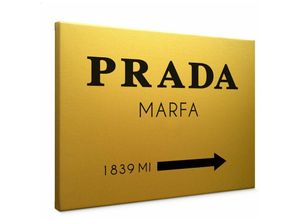 4063129313198 - K&l Wall Art - Leinwandbild Vintage Goldeffekt Wandbild Holz Keilrahmen Prada Marfa Kunst Installation Texas Shabby Chic Gold 120x80cm - gold