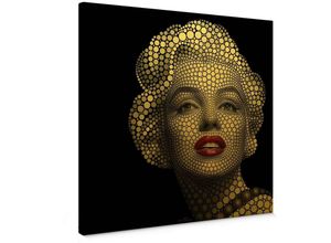 4063129316229 - Leinwandbild Vintage Goldeffekt Wandbild Holz Keilrahmen Ben Heine Marilyn Monroe Shabby Chic Gold 40x40cm - schwarz