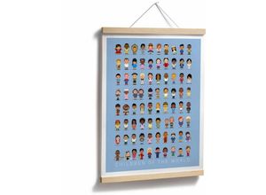 4063129317240 - K&l Wall Art - Poster Kinderzimmer Wandbild Küche Motiv Kinder der Welt Children of the world 50x60cm - blau