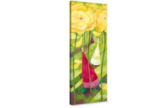 4063129321964 - K&l Wall Art - Leinwandbild Kinderzimmer Märchen Blanz Sommer Blüten Blumenwiese in Holz Bilderrahmen 30x80cm - grün