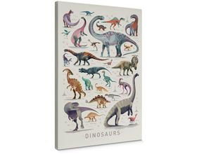 4063129324804 - Leinwandbild Kinderzimmer Dino Steinzeit Braun Wald Tiere Dinosaurier in Holz Bilderrahmen 20x30cm - creme