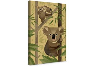 4063129325245 - K&l Wall Art - Leinwandbild Kinderzimmer Braun Waldtiere Koala Bär Eukalyptus Wald in Holz Bilderrahmen 20x30cm - beige