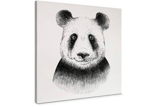 4063129328376 - K&l Wall Art - Leinwandbild Wanddeko Baby Kinderzimmer Kvilis Pandabär schwarz weiß Bär in Holz Bilderrahmen 40x40cm - schwarz-weiß