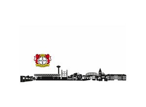 4063129329342 - Bayer 04 Leverkusen - Fußball Wandtattoo Skyline Schwarz Logo Wappen Löwe Wandbild selbstklebend 120x21cm - schwarz