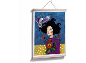 4063129337026 - K&l Wall Art - Poster Hülya kraftvolles Frauen Portrait Sommer Wandbild Retro Motiv Vertrauen 24x30cm - bunt