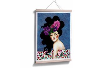 4063129337941 - K&l Wall Art - Poster Hülya kraftvolles Frauen Portrait Sommer Wandbild Retro Motiv Flüsterndes Herz 40x50cm - bunt