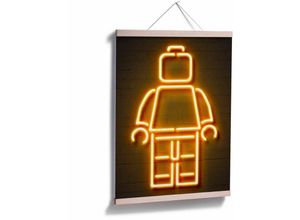 4063129338948 - K&l Wall Art - Poster Mielu Neon Streets Kult Wanddeko Vintage Motiv Retro Minifig Roboter Spielfigur 24x30cm - grau