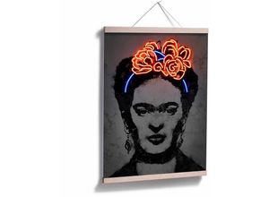 4063129339068 - K&l Wall Art - Poster Mielu Neon Streets Kult Wanddeko Vintage Motiv Retro Frida Kahlo Stil 24x30cm - grau