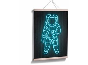 4063129339303 - K&l Wall Art - Poster Mielu Neon Streets Kult Wanddeko Vintage Motiv Retro Astronaut Stil 24x30cm - grau