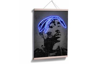 4063129339594 - K&l Wall Art - Poster Mielu Neon Streets Kult Wanddeko Vintage Motiv Retro 2Pac Tupac Amaru Shakur 24x30cm - grau