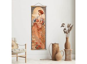 4063129340699 - K&l Wall Art - Vintage Stoffbild Mucha Sommer 1900 Wandbild ohne Bilderrahmen Jugendstil Kunstdruck Banner 30x90cm - bunt