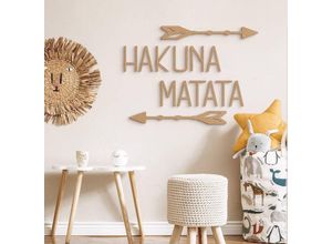 4063129352036 - K&l Wall Art - Holz Schriftzug Hakuna Matata Natur 38x40 cm - Beige