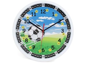 4063129385966 - K&l Wall Art - Fußball Wanduhr Kinderzimmer stille Lernuhr sportliche Kinderuhr ø 30cm - bunt