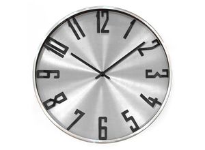 4063129385980 - K&l Wall Art - Metalluhr Silber Wanduhr Edelstahl Optik 3D Aluminium Wohnzimmer Uhr ø 30cm - Silber