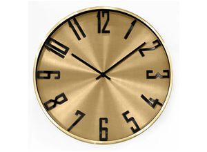 4063129386000 - K&l Wall Art - Goldene Metalluhr analog Wanduhr Metall Optik 3D Aluminium Wohnzimmer Uhr ø 30cm - Gold